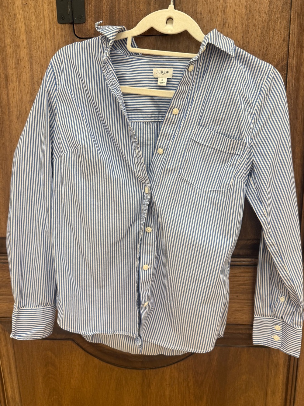 J. Crew Woman’s Blue & White Striped Button-Up Shirt